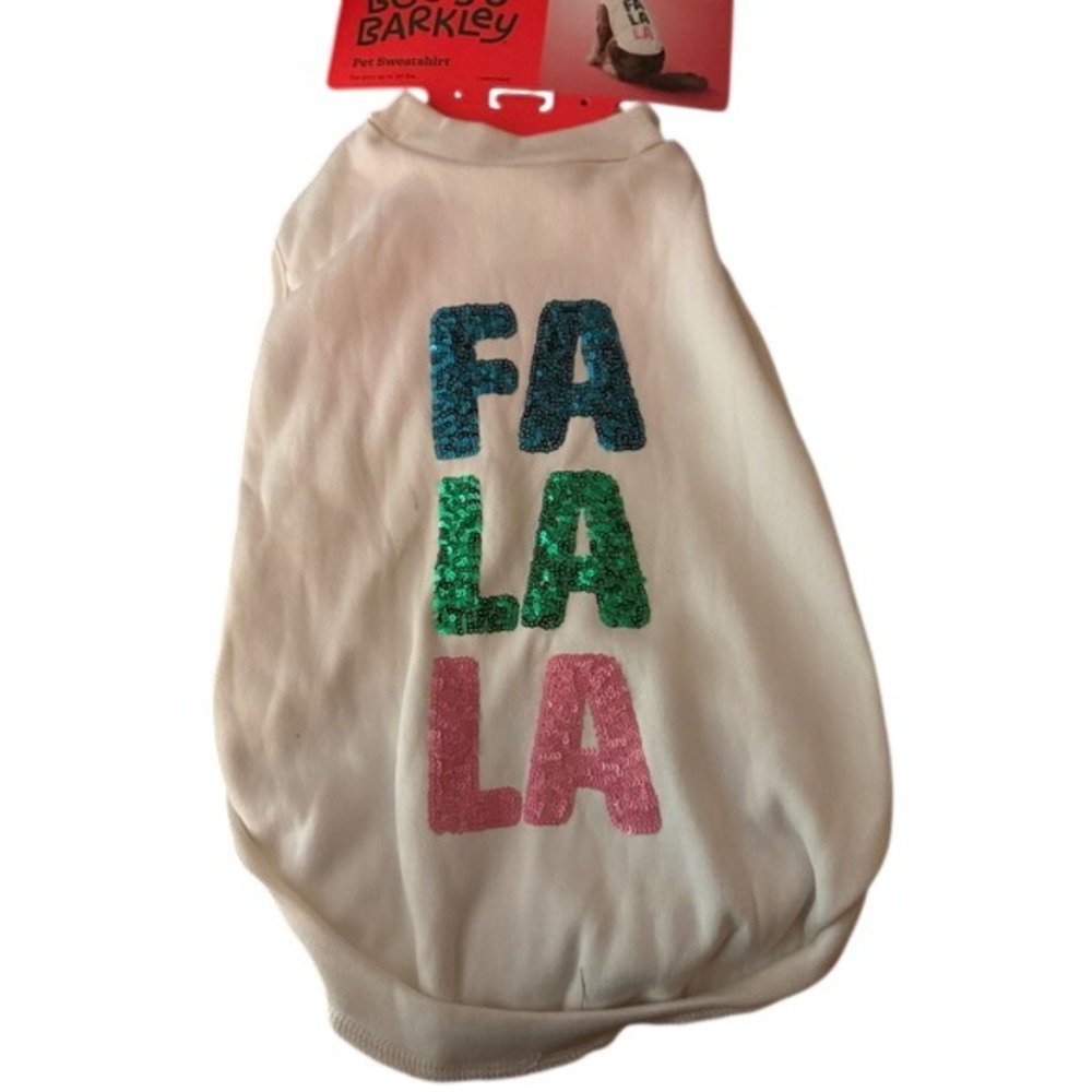 Boots & Barkley Pet Sweatshirt "FA LA LA" Sequin Applique Holiday‎ Dog Size M